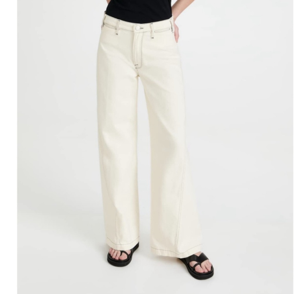 Frame Denim Cream Wide Leg Jeans